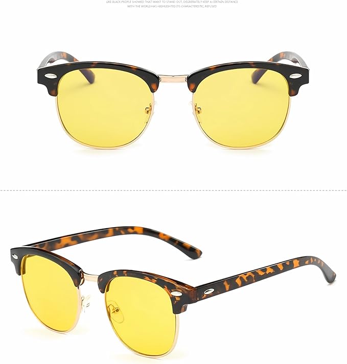 Night driving yellow Blue Light Blocking Glasses Half frame Retro Semi Rimless Clear Lens Glasses Eyewear Men Women