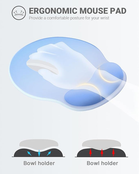 Ergonomic Mouse Pad Wrist Support, Comfortable Mouse Pad Wrist Rest, Relieve Wrist Pain Gel Mouse pad, Non-Slip Rubber Base Mousepad for Laptop, Computer(Gradient Blue)