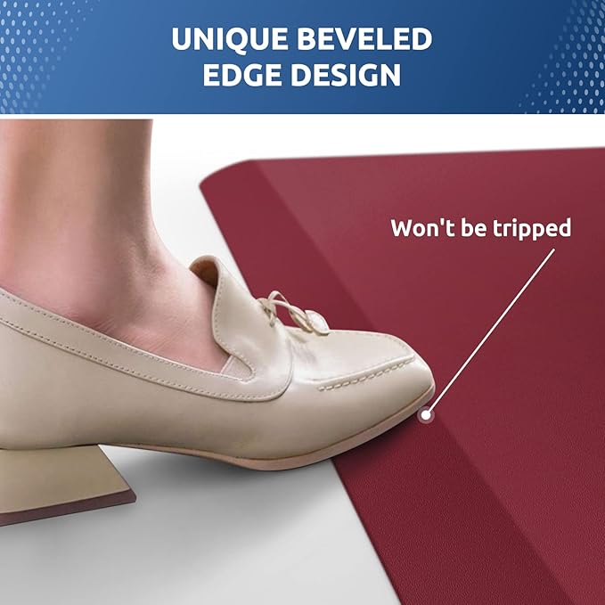 KitchenClouds Kitchen Mat Cushioned Anti Fatigue Kitchen Rug 0.8inch Waterproof Non Slip Kitchen Rugs and Mats Standing Desk Mat Comfort Floor Mats for Kitchen Sink Office (17.3"x60",Red)