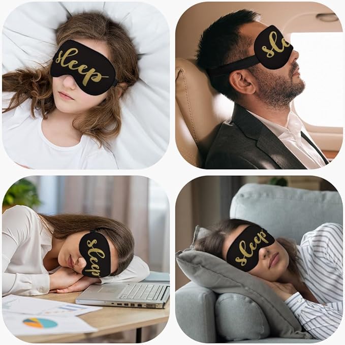 Sleep Quote Silk Eye Mask Sleep Mask Golden Black Eye Mask with Adjustable Strap Lightweight for Women Work Travel Night Sleep