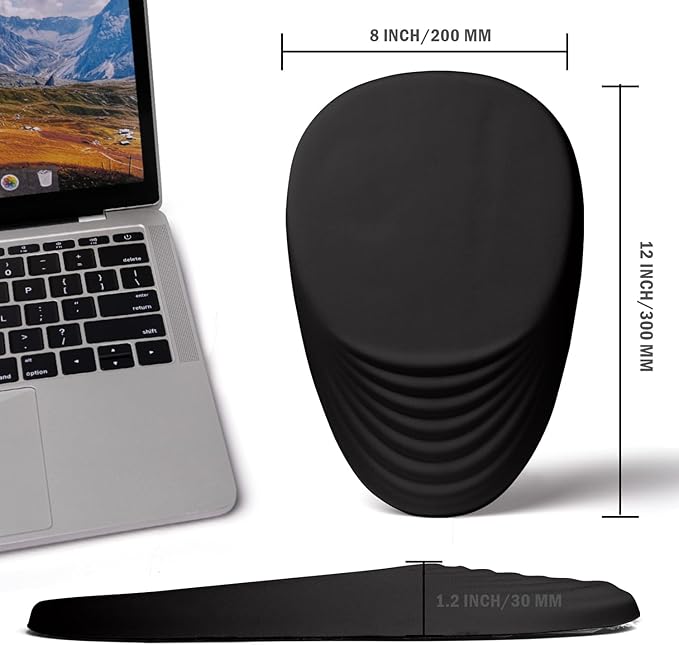 Ergonomic Mouse Pad with Wrist Rest Support, Entire Memory Foam with Non-Slip PU Base, Wireless, Black