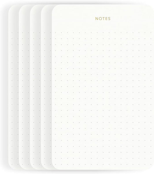 Elegant Desk Notepads for Professionals, Executive's Memo Pads, Minimalist, Gold Foiled, Dotted Layout, 5 Pack, 375 Sheets Total (75 Each), 6.3" x 3.9”, 80 GSM, Eco-friendly, FSC™ Certified