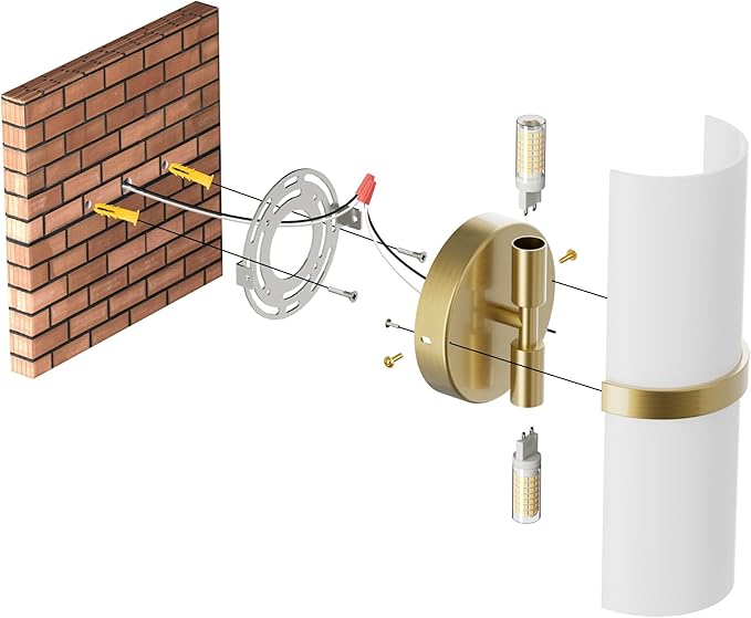 Gold LED Wall Sconce Set of 2 Indoor Hardwired Up and Down Wall Lights for Living Room Bedroom Hallway Corridor Warm White 3000K (Without G9 Bulbs)