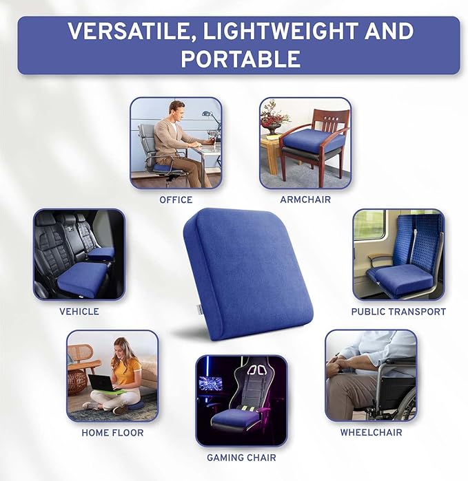 Extra Large Wheelchair Seat Cushion - Firm Memory Foam Chair Pad for Wheelchair, Recliner, Office, Car & Bariatric Overweight Users 19”x17”x3”