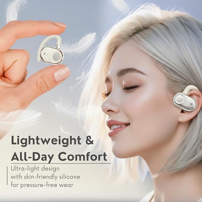 Open Ear Earbuds, Open Ear Headphones with 16mm Speakers, Bluetooth 5.4 Wireless, Biaxial Rotation, Lightweight, 20H Playtime, Over Ear Bluetooth Headphones for Running, Workout, IPX5 Waterproof