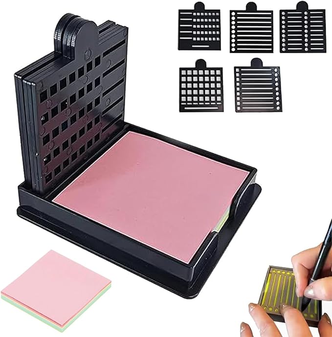 Smarter Sticky Note Kit, Sticky Note Holder Stencil with 5 Versatile Templates, 5 in 1 Memo Pad Organizer, Organize Notes, Boost Productivity, Master Daily Planning (Black)