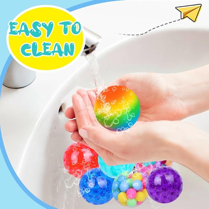 Squishy Balls for Adult Stress Relief - 12pc Set with Squeeze Fidget Balls for Party Favors & Gifts