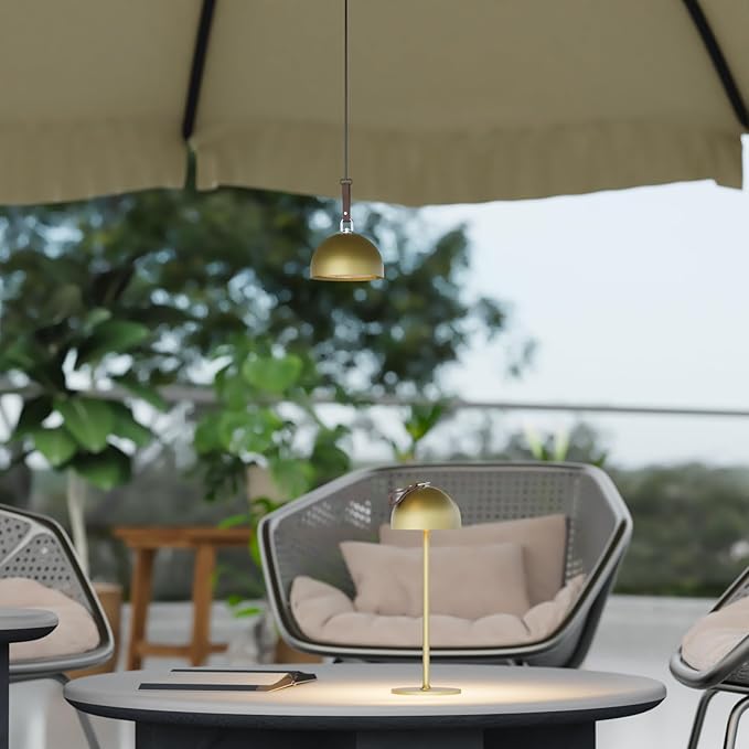 Cordless Table Lamp,8-75 Hours Battery Powered Lights,2-Pack Gold Rechargeable Lamp,Waterproof,Magnetic,Stepless Dimming,Adjustable Height, for Outdoor,Camping,Living Room,Dinner,Night Light