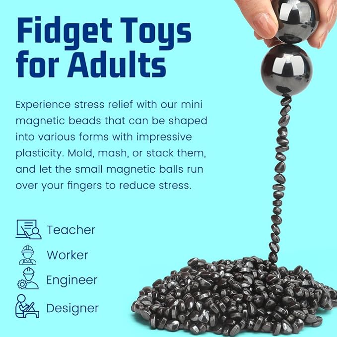 Cool Fidget Magnet Ferrite Putty, Slime Putty Party Favors, Hematite Magnetic Stones Eggs with 1.26 inch Magnet Balls, Anti Anxiety Desk Toy, Stress Relief EDC Toy Atuism Slime Putty& Science Kit Gift