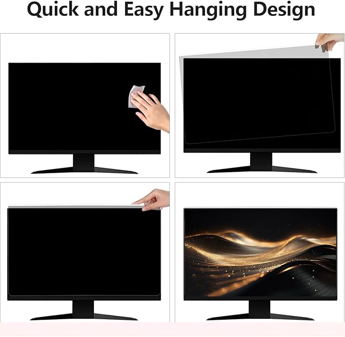 Hanging Computer Privacy Screen Protector Shield Compatible for 23.6/23.8/24 Inch 16:9 Widescreen Desktop Monitor - Anti Glare & Blue Light Filter - Hanging Design for Easy On/Off