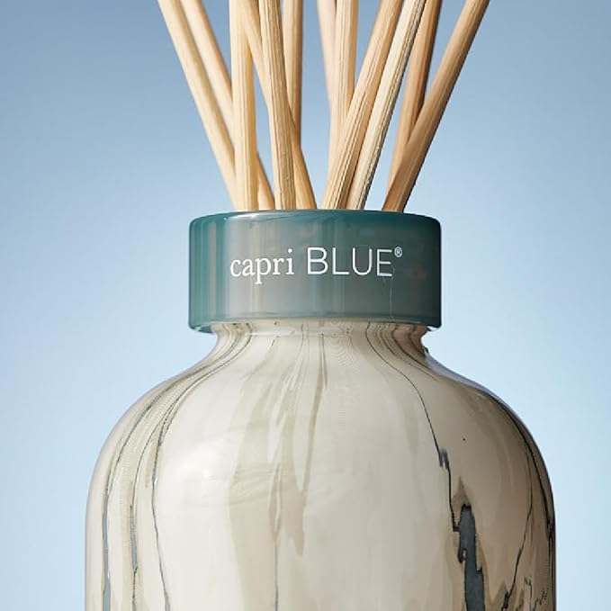 Capri Blue Modern Marble Reed Diffuser Set - Includes Reed Diffuser Sticks, Scented Oil & Glass Bottle - Luxury Scents for Bedroom Decor & Bathroom Air Freshener - Volcano (5.7 fl oz)