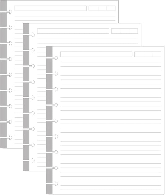 (3-Pack) 9-Disc Discbound Lined Refill Paper, Classic Size Pre-punched Happy Planners Inserts, 300Sheets/600Pages Loose-Leaf Paper, 100gsm White Paper, 7" x 9.25"