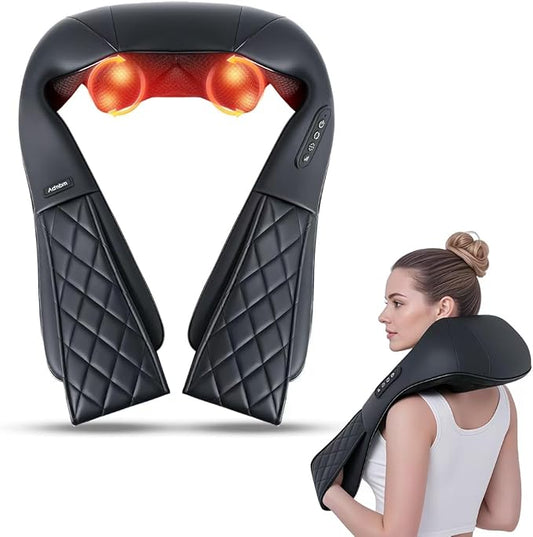 Back and Neck Massager,Shiatsu Back Massager with Heat,Cordless Portable Kneading Shoulder Massage Shawl Electric Massage Pillow for Pain Relief Deep Tissue Gifts for Dad Mom Friends