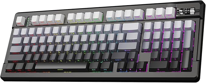 EWEADN X99 Wireless Mechanical Keyboard - 99 Keys, Three Mode Connectivity- BT5.0/2.4GHz/USB-C, Hot-Swappable PCB, Gasket Mount, 8000mAh Battery, PBT Double-Shot Keycaps, Gray, Linear