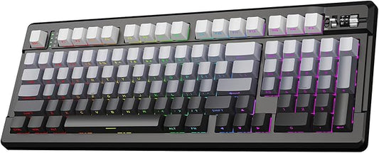 EWEADN X99 Wireless Mechanical Keyboard - 99 Keys, Three Mode Connectivity- BT5.0/2.4GHz/USB-C, Hot-Swappable PCB, Gasket Mount, 8000mAh Battery, PBT Double-Shot Keycaps, Gray, Linear