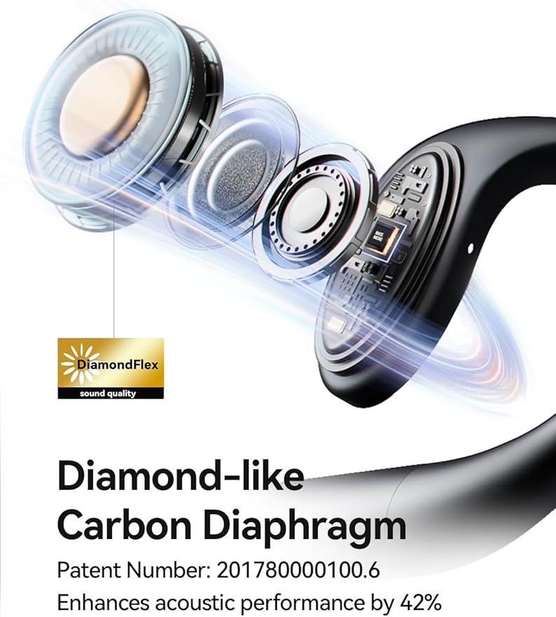 1MORE S51 Open Ear Headphones - Lightweight Secure Fit, Open Ear Earbuds Wireless Bluetooth, 40H Playtime, Bass More+, IPX5 Waterproof, Clear Calls, Game Mode