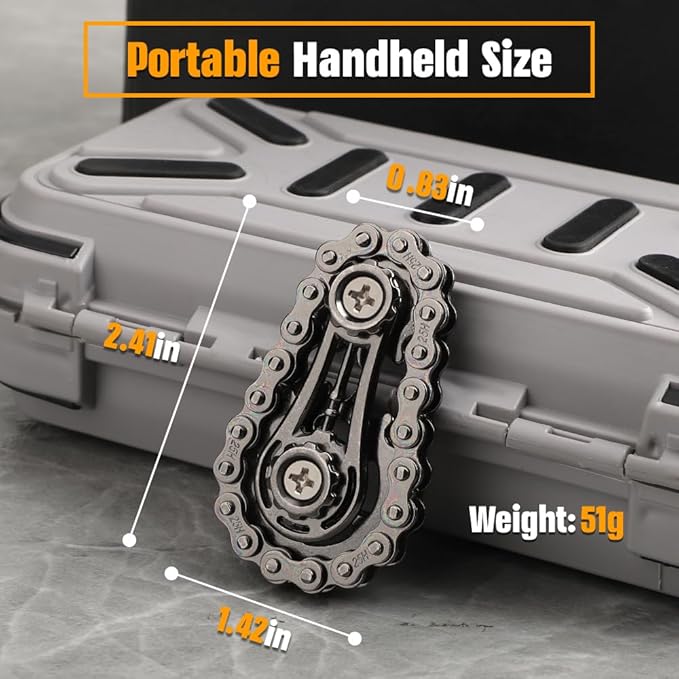Cool Sprockets Fidget Chain, Hand Roller Toys for Kids Adults, Metal Transformable Sensory Bike Chain Gears, EDC Novelty Stress Relief Desk Office Easter Birthday Gift for Boys Girls Boyfriend Men