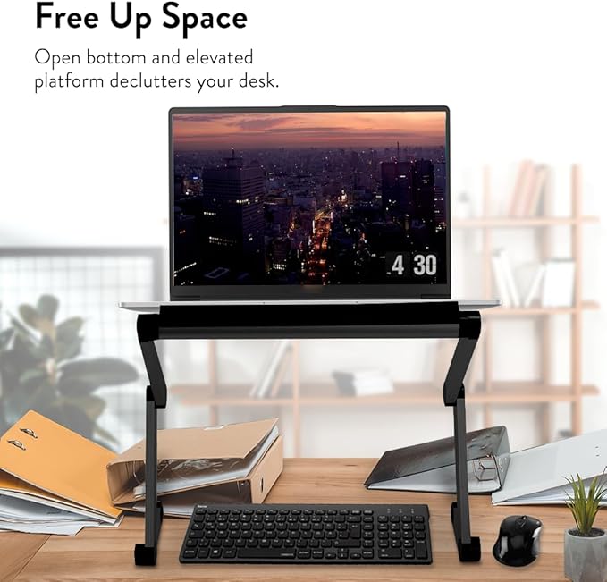 Uncaged Ergonomics Adjustable Book Holder, Tablet & Laptop Stand, Aluminum Portable Reading Stand for Textbooks & Cookbooks, Recipe Holder for Kitchen Counter, Black