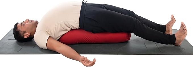 Yogikuti Iyengar Yoga Bolster for Restorative Yoga and Meditation – Lightweight Cotton Support Pillow with Handle for Easy Carry, Versatile for Pose Modification, Balance, Back Relief, and Relaxation