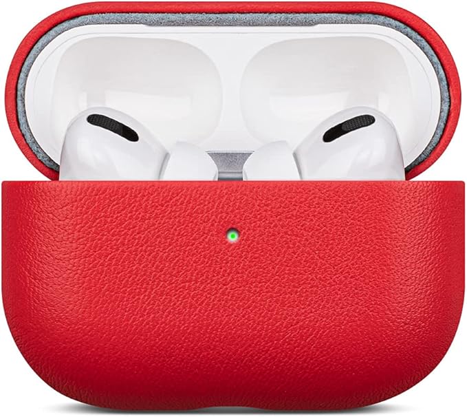 Lopie AirPods Pro 2nd Gen Leather Case - Red, Protective Case Fully-Wrapped with Top Grain Leather, 360-Degree Protection, Lightning Port Access, Support & Warranty