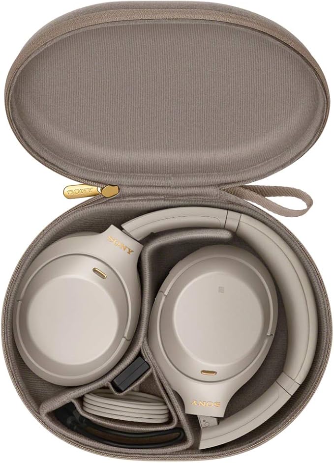 Sony WH-1000XM4 Wireless Industry Leading Noise Cancelling Over-Ear Headphones with Mic for Hands Free Calling and Alexa, Silver WH-1000XM4/S Bundle w/Case + Deco Gear Portable Charger + Gym Bag