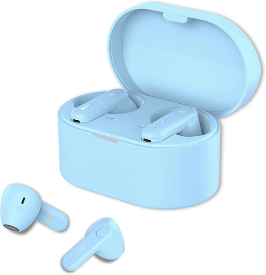 PHILIPS True Wireless Earbuds, TWS Bluetooth 5.3 Headphones, 13mm Drivers, AI Mic for Clear Calls, IPX4 Waterproof, 15 Hours Playtime, Compatible w/iPhone Android & Bluetooth Devices, TAT1138 Blue