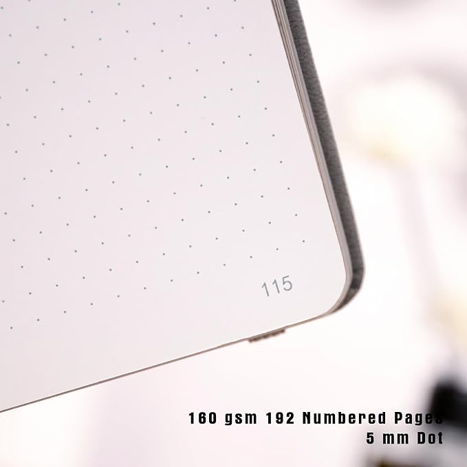 TIEFOSSI Bullet Dot Journal, Vintage Journal Notebook for Women Men, 160 GSM 192 Premium Pages, A5 Hardcover Journaling Notebooks Gift, for Travel Office Daily Writing