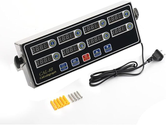 8-Channel Digital Kitchen Timer, Stainless Steel Commercial Restaurant Timer with Adjustable Loud Alarm & Waterproof Keypad for Home Restaurant Kitchen