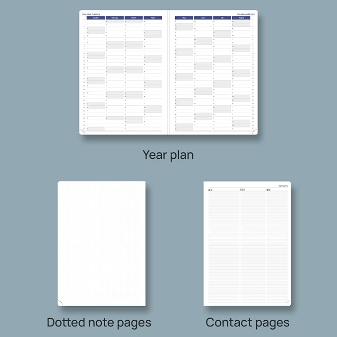 POPRUN 2026 Weekly Planner (A4 Size-8.25'' x 11.75''), 15-Minute Appointment Book (Jan 2026-Dec 2026) with Monthly Tabs, Inner Pockets, Pen Holder, PU Leather Softcover, 100GSM - Black