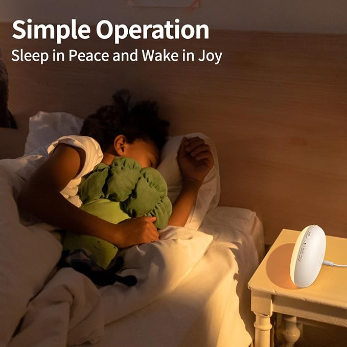 Wake Up Light Sunrise Alarm Clock with Sunrise Sunset Simulation 23 Nature Sleep Sounds 13 Colors Night Light Dual Alarms Snooze Function Sleep Aid for Heavy Sleepers Kids Adults (White)