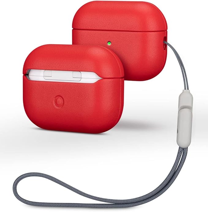 Lopie AirPods Pro 2nd Gen Leather Case - Red, Protective Case Fully-Wrapped with Top Grain Leather, 360-Degree Protection, Lightning Port Access, Support & Warranty