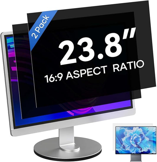 [2 Pack] 23.8 Inch Computer Privacy Screen for 16:9 Aspect Ratio Widescreen Monitor, Eye Protection Anti-Glare Blue Light Computer Privacy Filter, Detachable Scratchproof