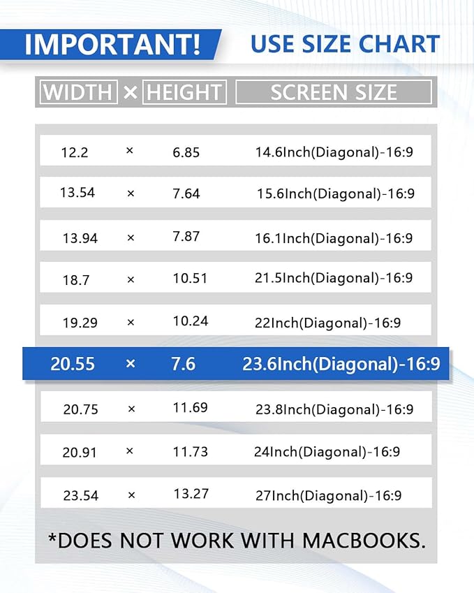 [2 Pack] 23.6 Inch Computer Privacy Screen for 16:9 Aspect Ratio Widescreen Monitor, Eye Protection Anti-Glare Blue Light Computer Privacy Filter, Detachable Scratchproof