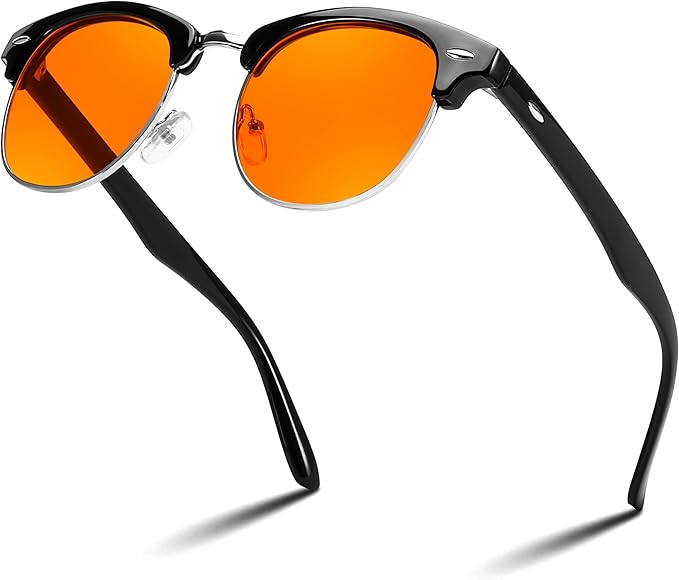 FEISEDY Orange Blue Light Blocking Glasses for Woman Men Amber Lenses Computer Gaming Glasses for Better Sleep