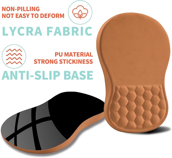 Ergonomic Mouse Pad Wrist Support with Memory Foam Massage Bulge, Carpal Tunnel Pain Relief Mousepad Wrist Rest for Mouse(12x8 inch, Sandy Brown)