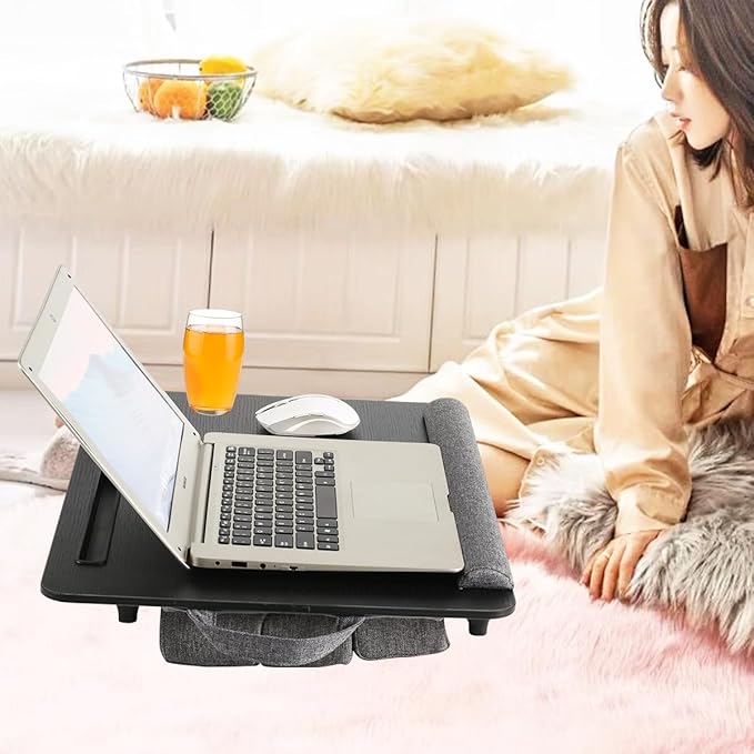 Laptop Desk,Lap Desk with Cushion, Suitable for 17 inch laptops, Comes with Mouse pad, Phone, iPad Card Slot, can be Folded, Suitable for use on beds, Sofas, and Cars
