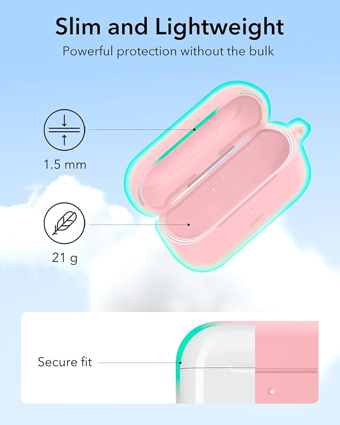 ESR for AirPods Pro 2 Case, Compatible with Airpods Pro 2nd Generation Case (2023/2022/2019), Compatible with MagSafe, Magnetic Lid Lock, Full Drop Protection, Pink