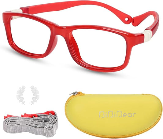 BiBiBear Toddler/Kids/Teens Glasses - Unbreakable TR90 Frame, 180° Flexible, Lightweight & Safe Glasses for Kids Age 2-15