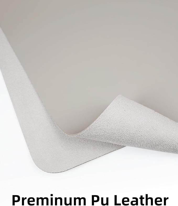 AFIING Leather Desk Pad Protector,55" x 17" Office Desk Mat, Large Mouse Pad, Non-Slip PU Leather Desk Blotter, Laptop Desk Pad, Waterproof Desk Writing Pad for Office and Home (Light Grey)