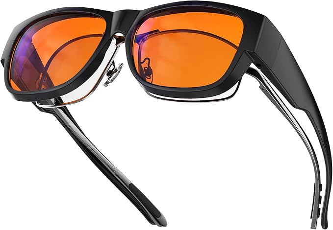 Goiteia Orange Blue Light Blocking Fit Over Glasses-Amber Blue Light Glasses Over Glasses for Better Sleep/Eyes Strain