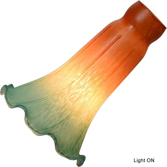Bieye LS26 Lily Flower Blown Glass Lampshade (Orange Cyan, Opening I.D. 1.26" x O.D. 1.5")