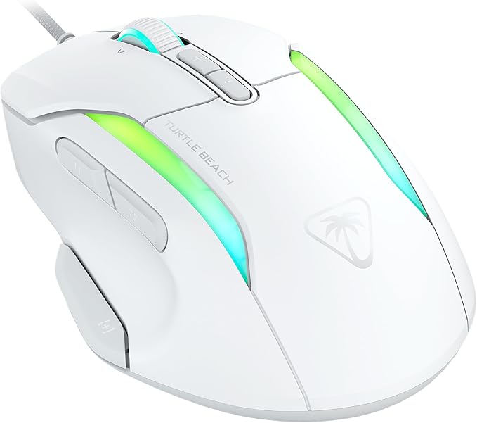 Turtle Beach Kone II – Wired Ergonomic RGB Gaming Mouse, 26K DPI Optical Sensor, 100M Click Life Optical Switches, 23 Customizable Inputs, 4D Scroll Wheel, Pure PTFE Glides - Arctic White