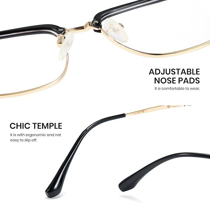 Cyxus Men Blue Light Blocking Glasses Half Rimless Computer Gaming Glasses Square Fashion Glasses 8133