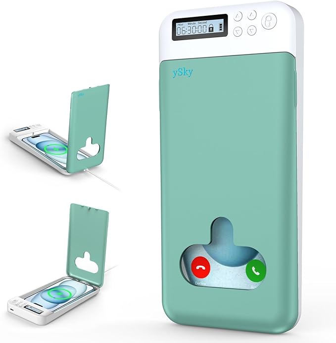 ySky Timed Phone Lock Box for iPhone and 6.7inch Phones, Portable Cellphone Jail Locker Box with Timer Prevent Phone Addiction | Unplug from Video Games, Social Media to Achieve Goals(Green)