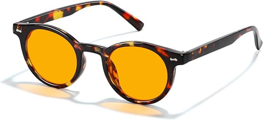 Trendy Amber Blue Light Blocking Glasses Orange Lens for Better Sleep,Computer Eye Strain Men Women Gaming Glasses