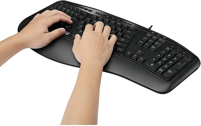Adesso Tru-Form 150 3-Color Illuminated USB Ergonomic Keyboard AKB-150EB