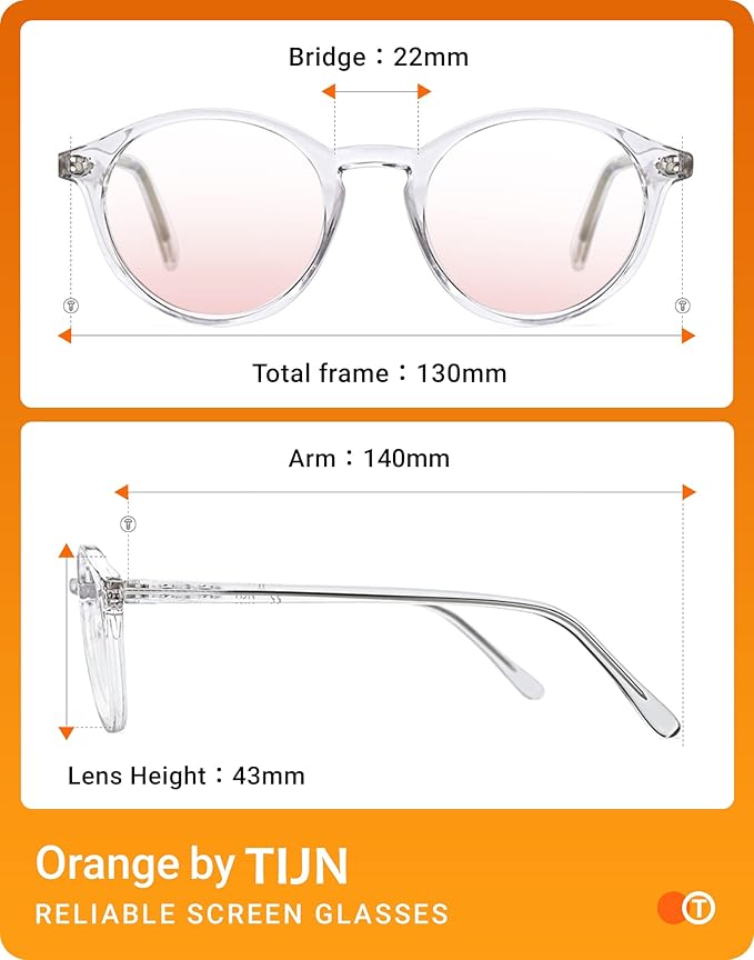 TIJN Blue Light Blocking Glasses Men Women Vintage Thick Round Rim Frame Eyeglasses