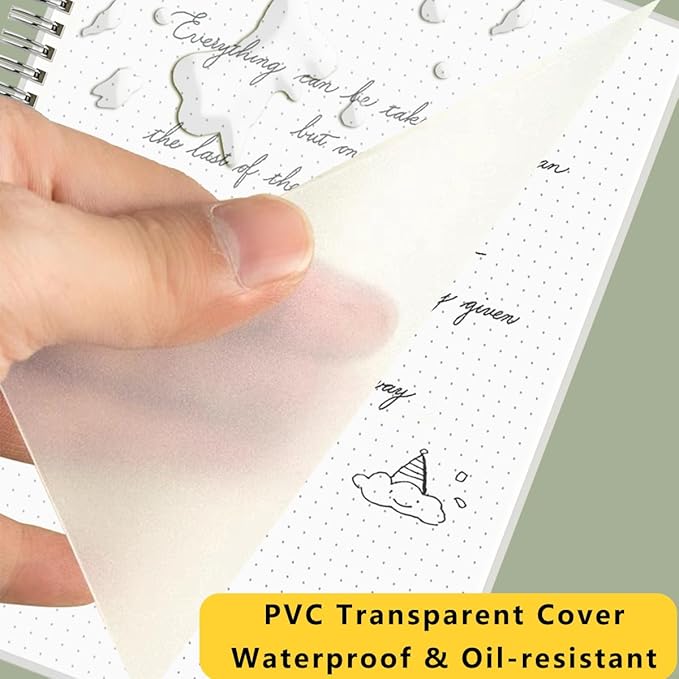 2PCS Dotted Spiral Notebook 5.7" x 8.3" with 120gsm Thick Paper, Elastic Band and Transparent Hard Cover, 160 Pages per Bullet Dotted Journal (2 Pack, A5)