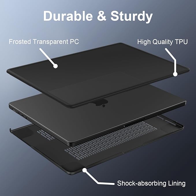 AKIT Compatible with MacBook Pro 16 inch Case 2025 2024-2021 M4 M3 M2 M1 Pro Max A3403 A3186 A2991 A2780 A2485, [Anti-Cracking] Hard Shell Laptop Case&Keyboard Cover&Screen Protector, Black