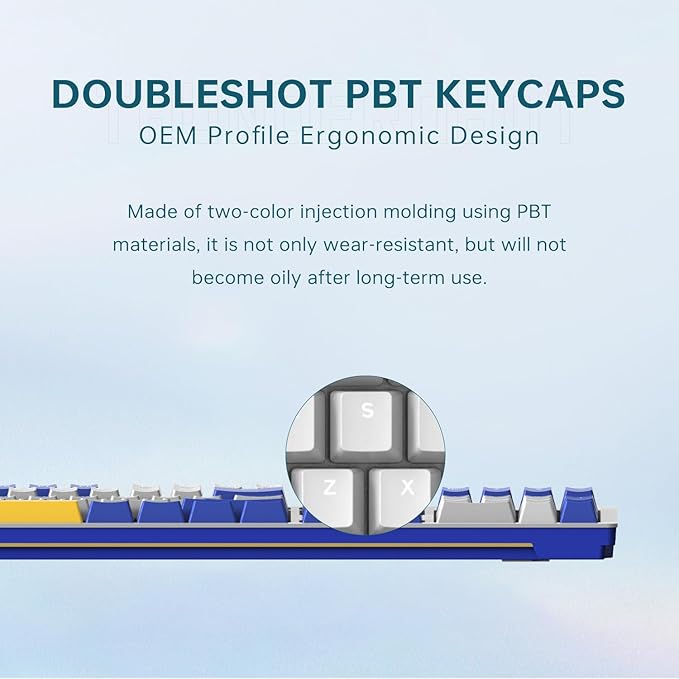 Thunderobot K104 Wired Mechanical Keyboard, Full-Size 104-Key Layout, Perfect for Work and Gaming Hot-Swappable Sockets, Customizable RGB Backlighting, PBT Keycaps, Blue Whimsy